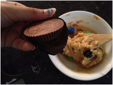 Unwrapping of the peanut butter cup!