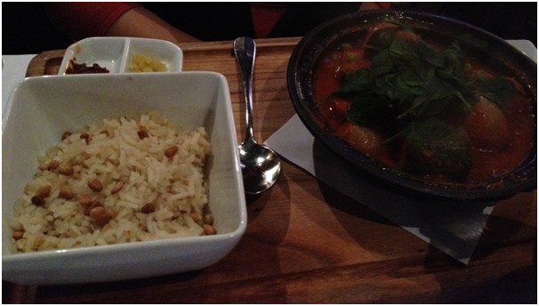 Seven Vegetable Casablanca Tagine Served with a choice of Carrot Steamed Couscous or Rice Pilaf ($31)