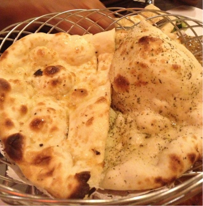 GARLIC NAAN - soft bread from clay oven with garlic flavour ($3.50) HERB NAAN - soft tandoori bread with mixed herb ($3.50)
