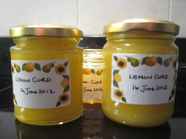 Three little jars of beautiful lemon curd