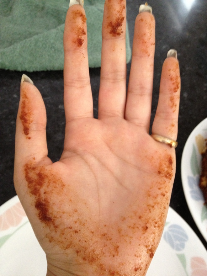 Post cutting hand... full of carrot cake moistness